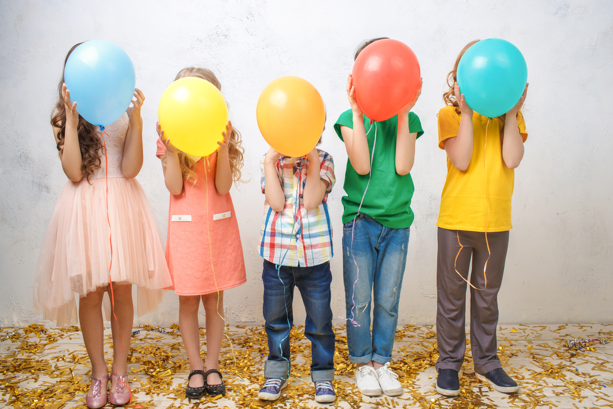 Little kids studio portrait party celebration together