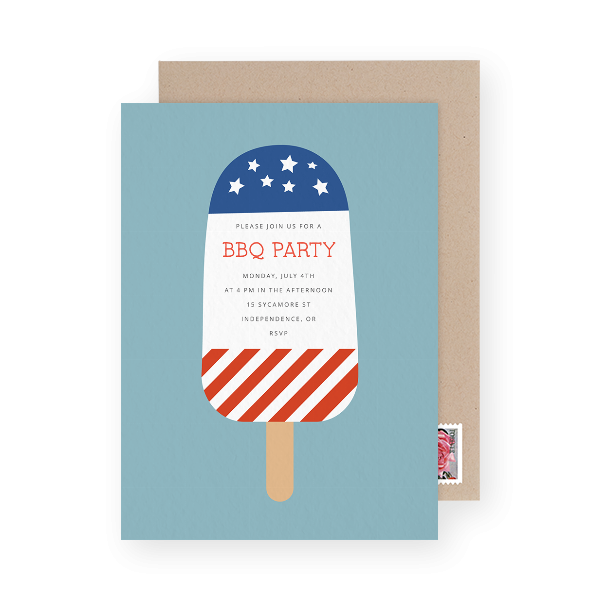 red white and blue party invitation