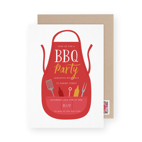 Grill Apron BBQ party invitation