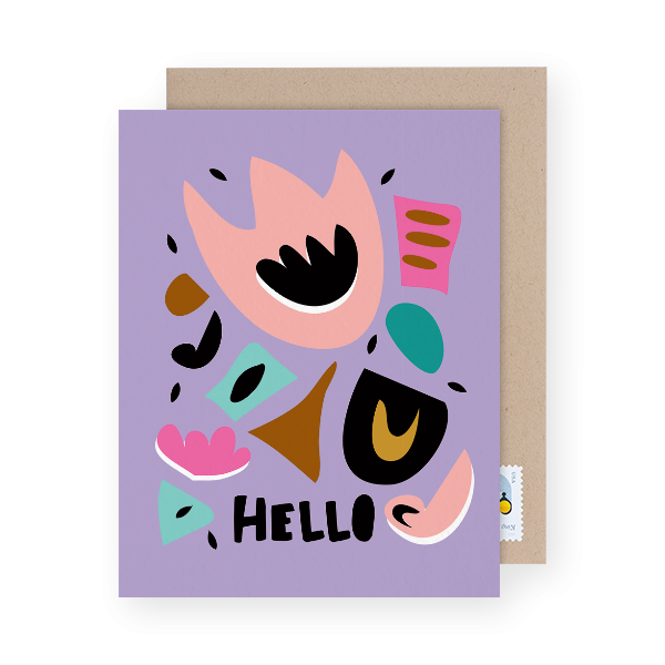 modern funky colored hello card