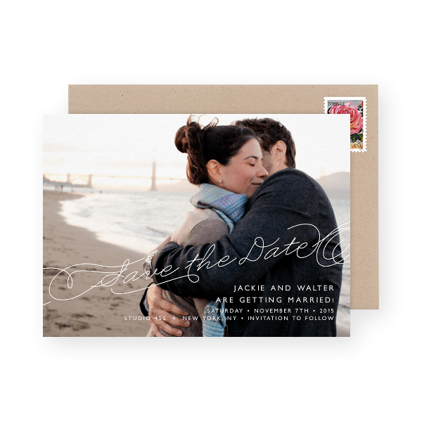 lovely-save-the-date-script-photo-card