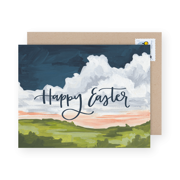 hand painted easter greeting card