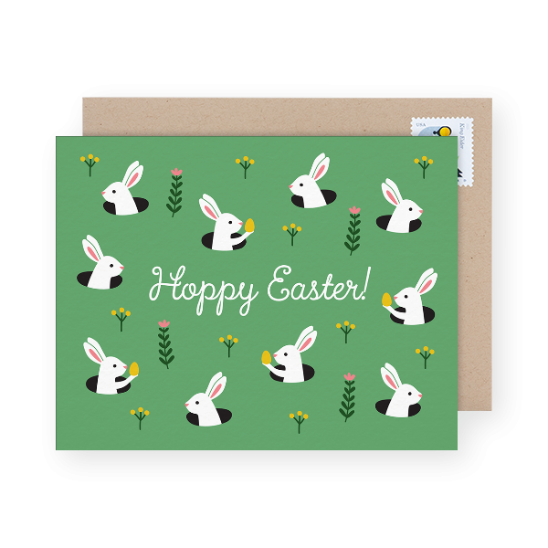 green bunnies easter card