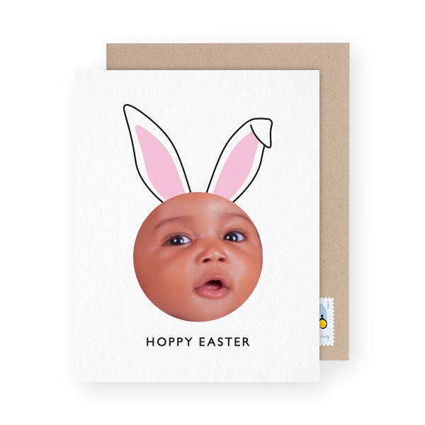 Bunny ears photo easter card