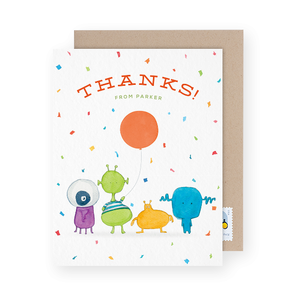 colorful kids thank you card