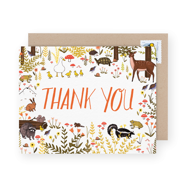 woodland kids thank you note