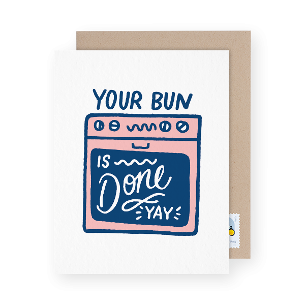 your bun is done pun congrats card