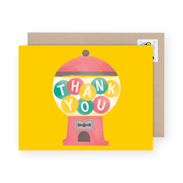 gum ball baby shower thank you cards