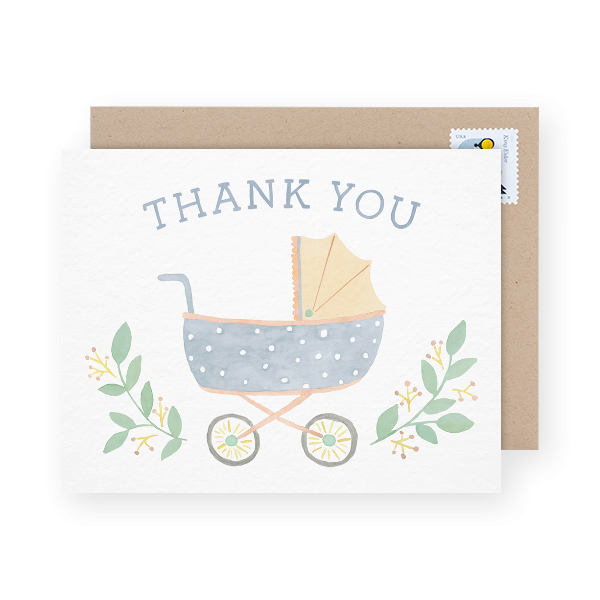 baby stroller baby shower thank you card