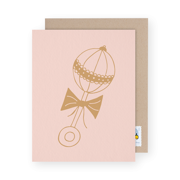 baby rattle designed baby shower thank you cards