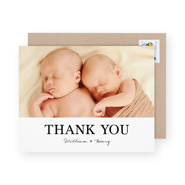 simple black and white baby shower thank you