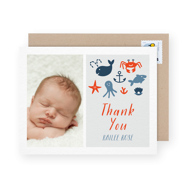 illustrated photo baby shower thank you