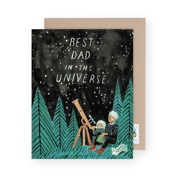 best dad in the universe greeting card