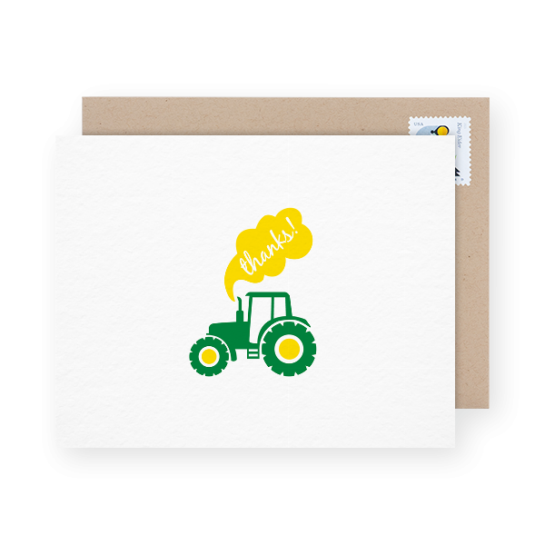 little toy tractor thanks card
