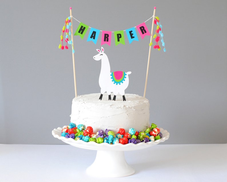 llama cake topper