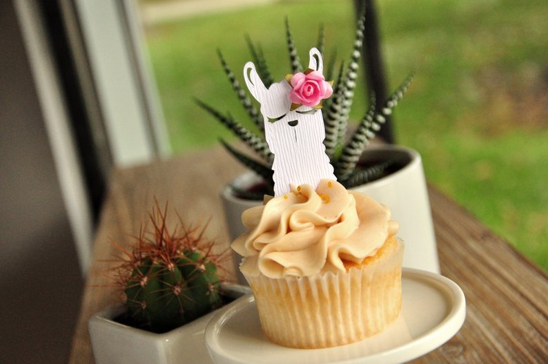 cute llama cupcake topper