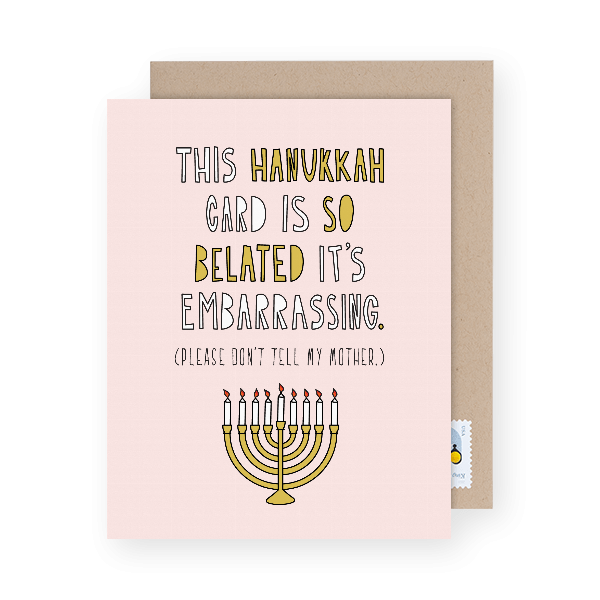 Happy Hanukkah Hope Its Lit Menorah Pun Card 