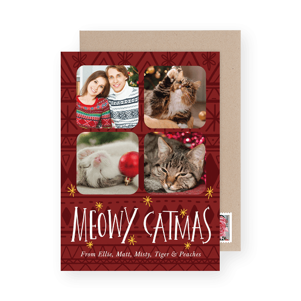 3 Cards from VOILA cards Presents MEOWY AND BRIGHT CATS HATS Merry Christmas 