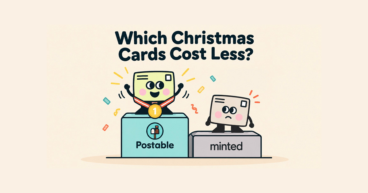 Minted versus Postable: Which Christmas Cards are less expensive?